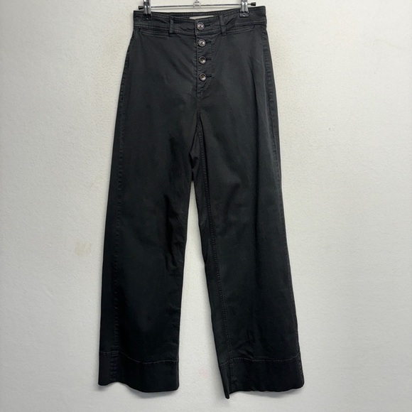 Everlane The Lightweight Button Fly Wide Leg High Rise Chino Pants in Black - Picture 5 of 10